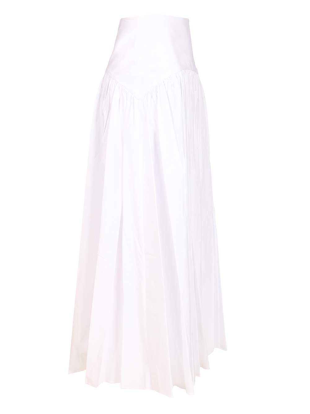 Staud Procida Skirt In Cotton Poplin Skirts - White | afb764713758a6f90222c86bde6dd14432ca63b2