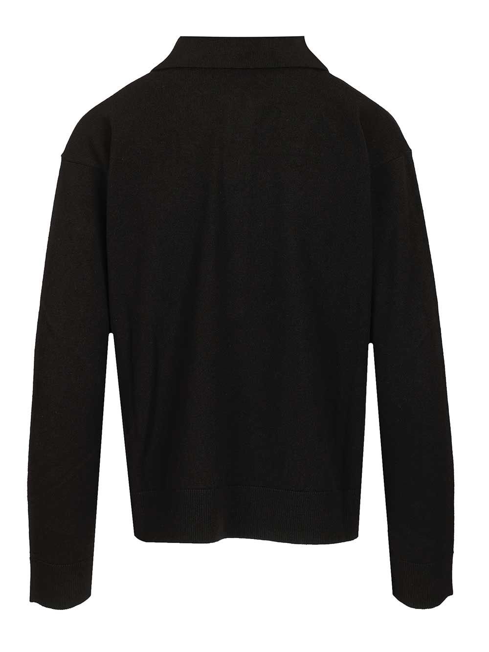 'S Max Mara Frisia Wool Polo Shirt Knitwear - Black | 886d213017817454bbc6df471b38e8fb17c3967a