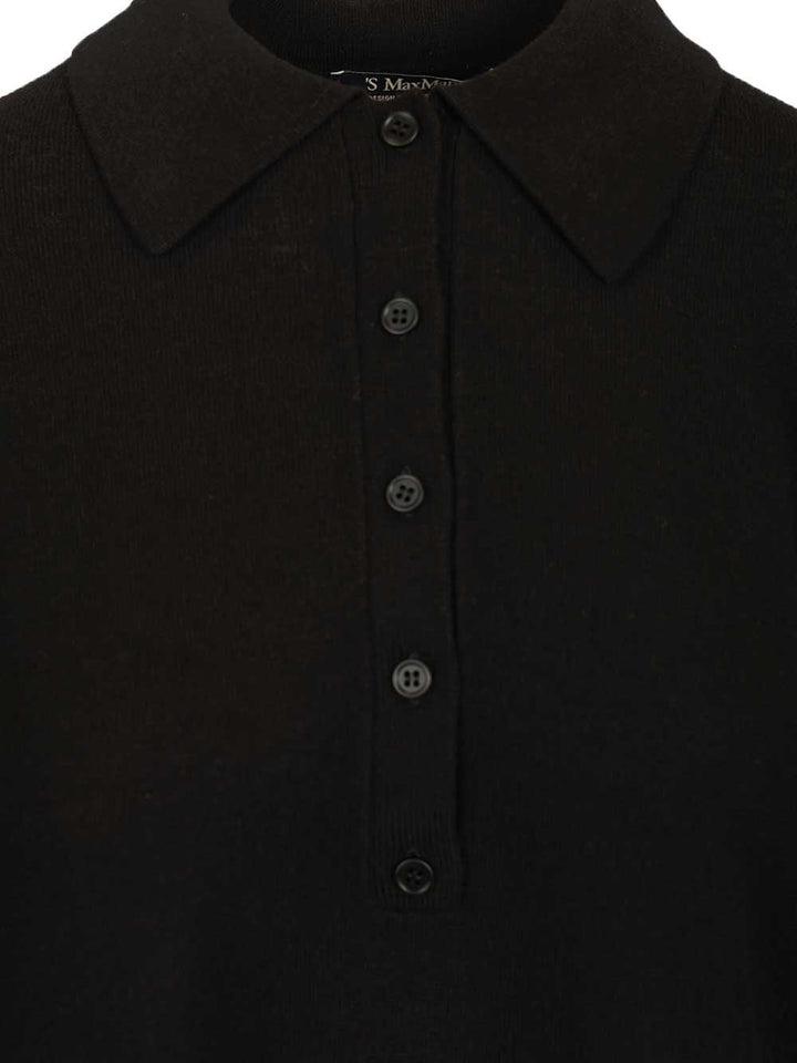 'S Max Mara Frisia Wool Polo Shirt Knitwear - Black | b3c6b459f3a9150238b2c42f8f96ea1ec6d424c1