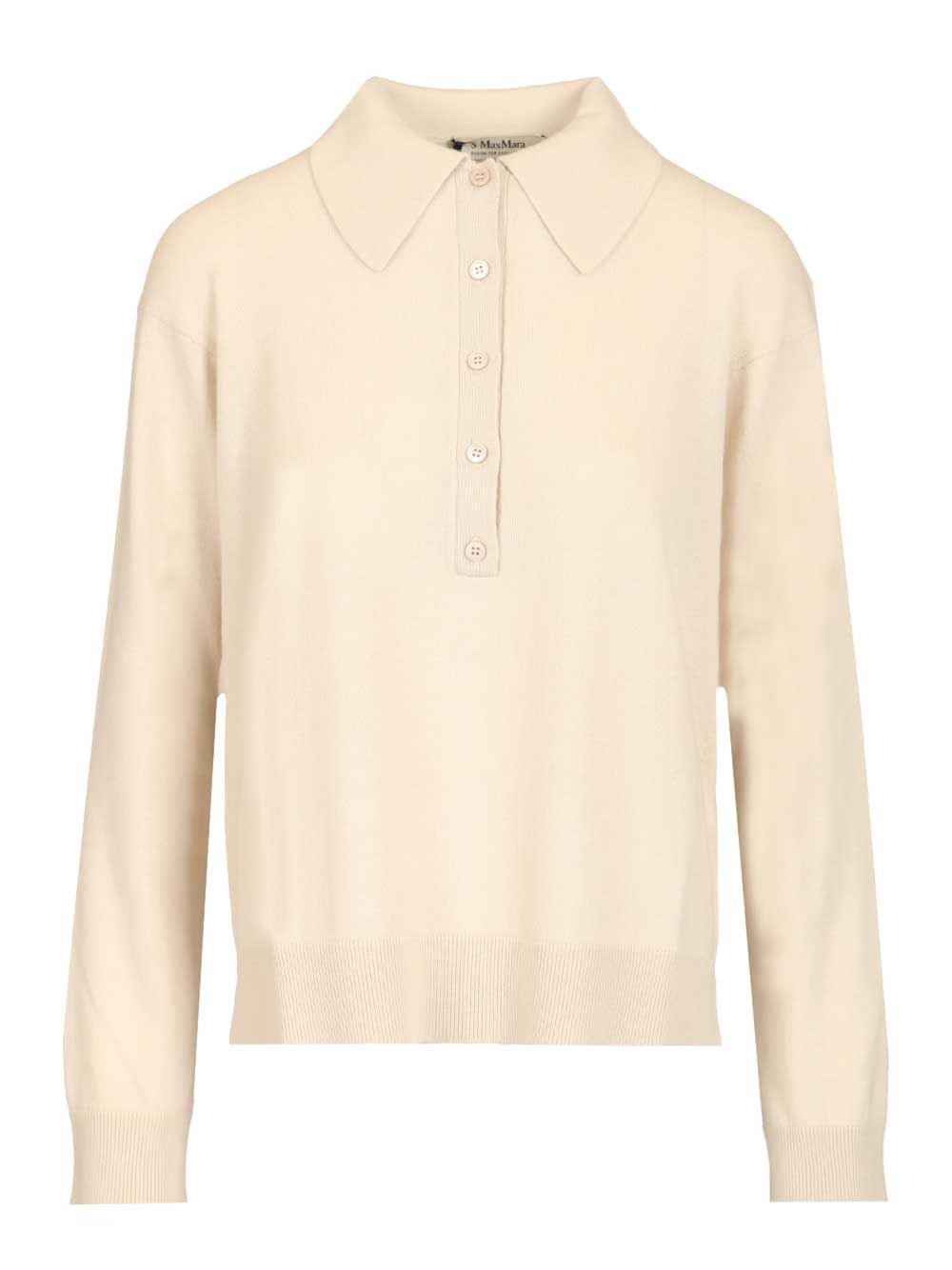 'S Max Mara Frisia Wool Polo Shirt Knitwear - Beige | 03d42c928ea4486c345ce86d4e1f854deb8dea88