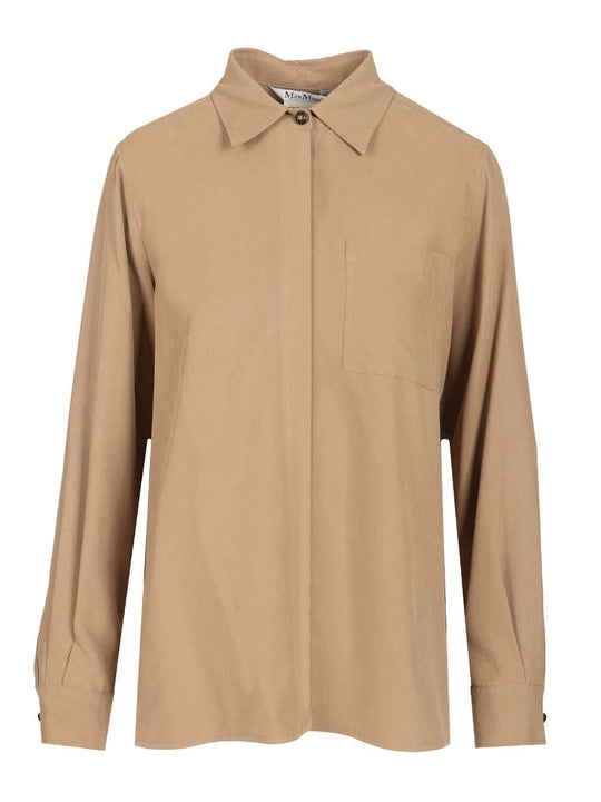 Siamese Shirt In Washed Silk Shirts Brown