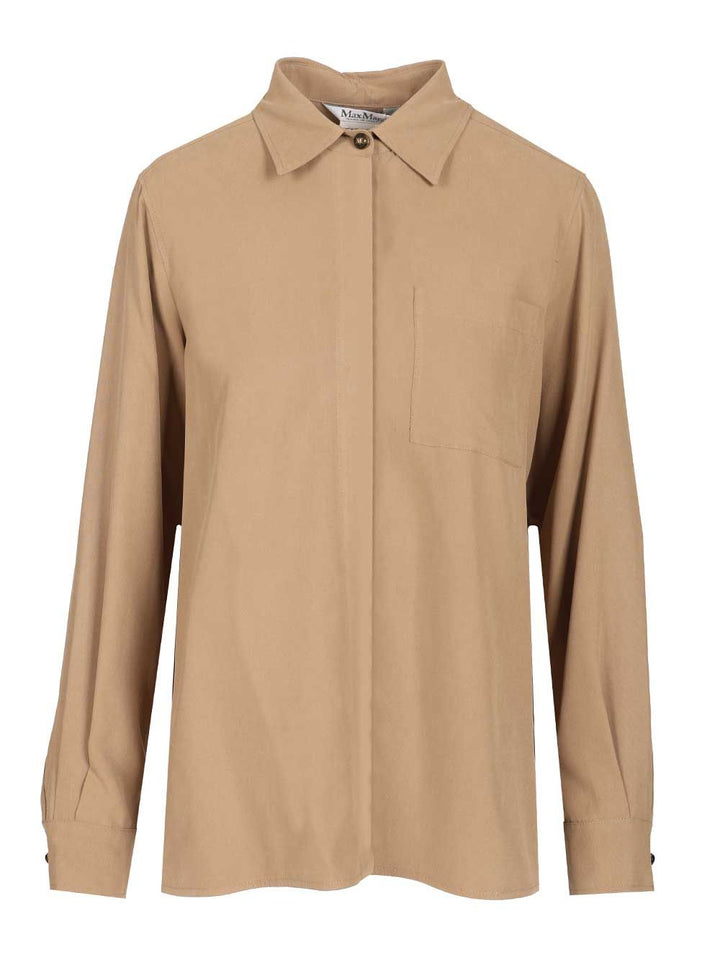 Max Mara Siamese Shirt In Washed Silk Shirts - Brown | e46a938518798c58d1442a8b666dba1530092655
