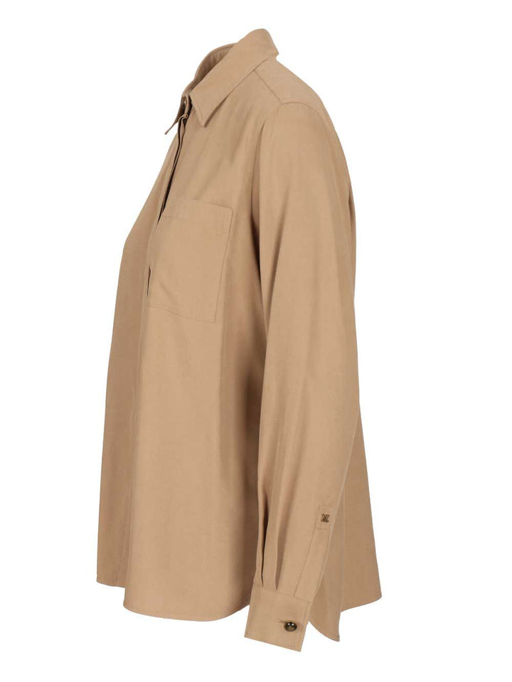 Max Mara Siamese Shirt In Washed Silk Shirts - Brown | 912354c087f711513285a609eebb59bd143c5726