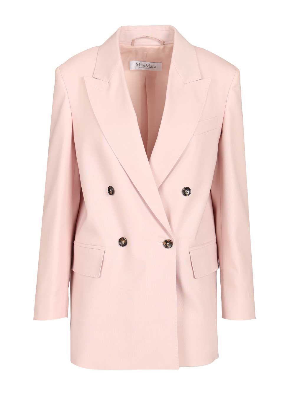 Max Mara Ombrosa Double-Breasted Blazer In Wool, Mohair And Silk Blend Jackets - Rose | 805be096cbfb1412f2c2118ea6eba69f21597e6c