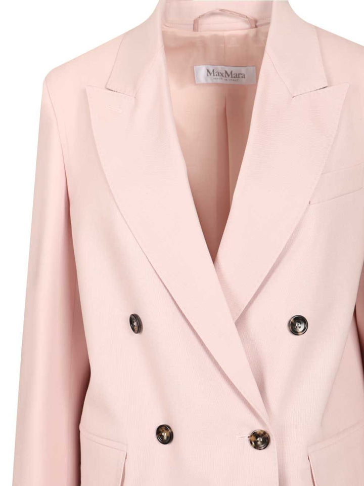 Max Mara Ombrosa Double-Breasted Blazer In Wool, Mohair And Silk Blend Jackets - Rose | 586c05cb0289dde258db5f685d20cf2d3699722e