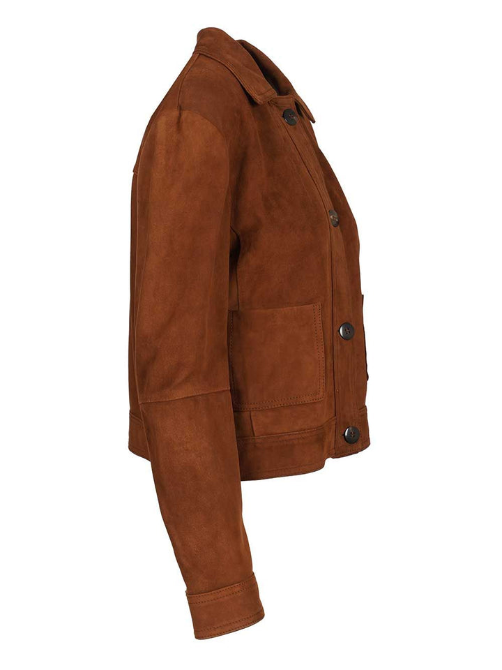 Max Mara Studio Boxy Suede Jacket Jackets - Brown | 3aa538c2d39789207c1ef7624ad01dcb4982b43d