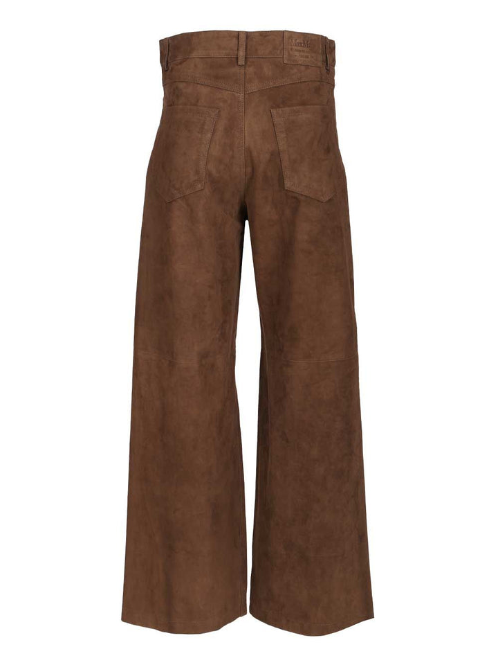 'S Max Mara Wide-Leg Suede Trousers - Brown | f6f3809e38c80da75707d9c37c519aa3c00d9753