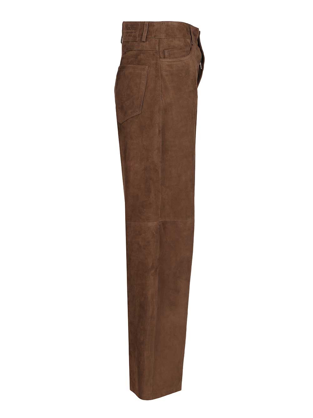 'S Max Mara Wide-Leg Suede Trousers - Brown | a0b840dc65033c724e1f81b6291ea40b1ae4161c