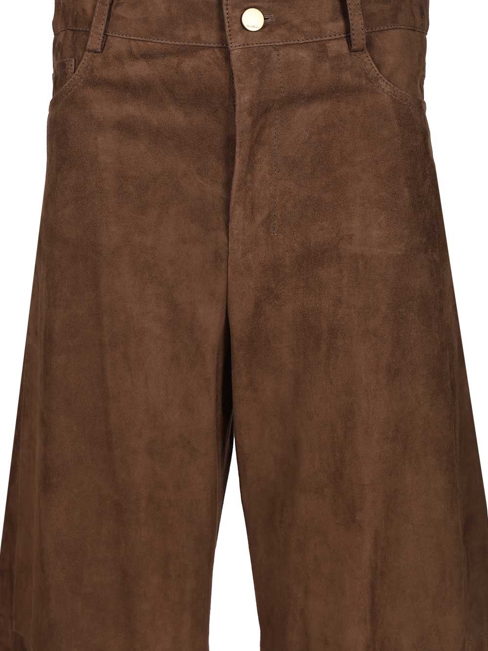 'S Max Mara Wide-Leg Suede Trousers - Brown | 555e1fe45a21977b58022b76a0326141eb8e0b8c