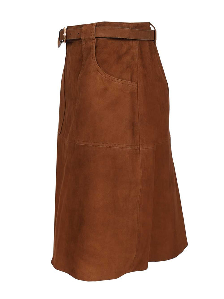 Max Mara Studio Suede Midi Skirt Skirts - Brown | 03a7e3a8cfbf85862d1d75fc02bb1f22e44142aa