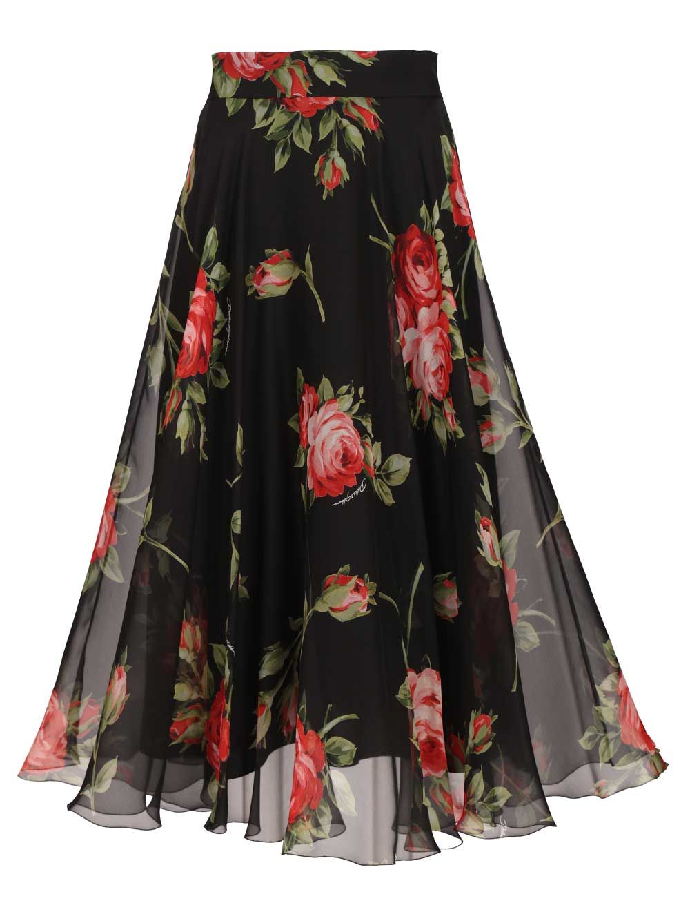 Dolce & Gabbana Chiffon Full Skirt Skirts - Black | 2a6b7d3f1d51ba60c3492be06517cec5a99d224d