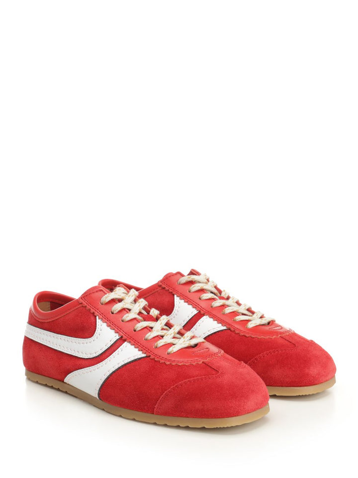 Dries Van Noten Leather And Suede Sneakers - Red | 81bdeba790a2ebb427f241d09009875b549bdeef