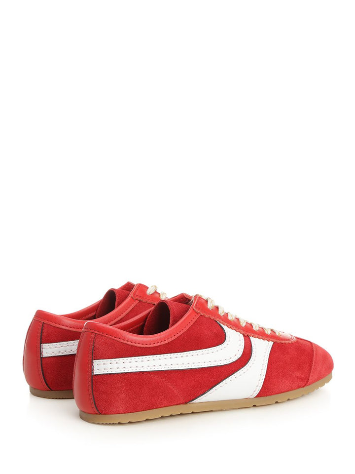 Dries Van Noten Leather And Suede Sneakers - Red | 4d89f379d1d5f14861bdcc976e98f73af88775f2