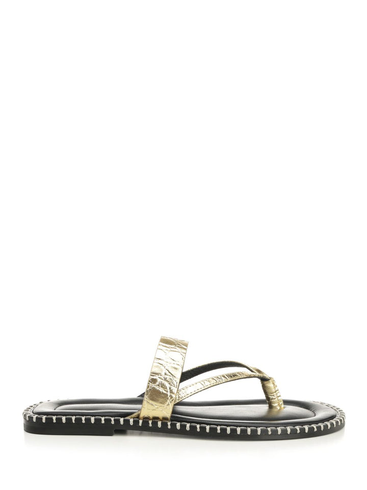 Dries Van Noten Metallic Leather Flip-Flops Scarpe basse - Gold | 30743e7fa3add7aaec837f0f2246751f0894cb29