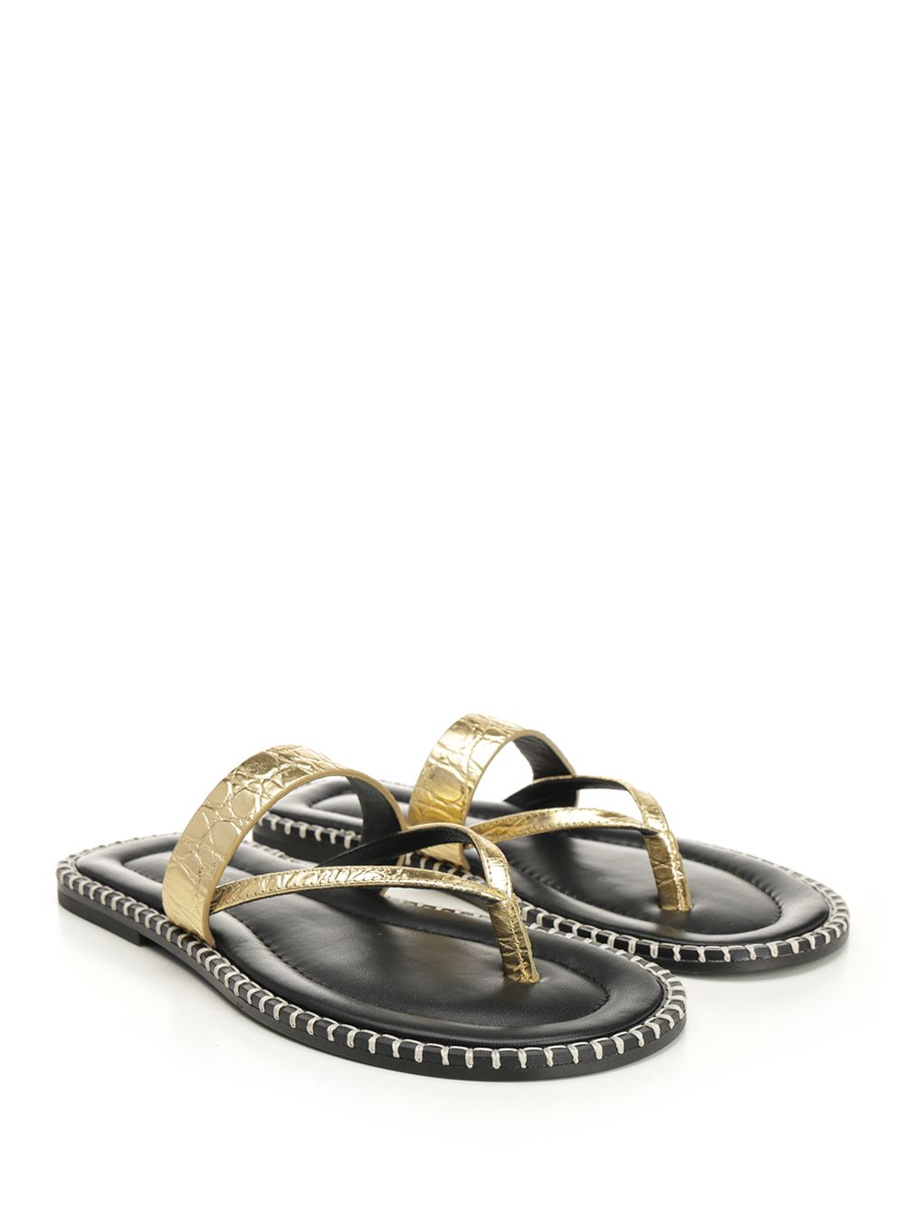 Dries Van Noten Metallic Leather Flip-Flops Scarpe basse - Gold | ac657c0fd126419201ba55d10e8a771c9588e34b