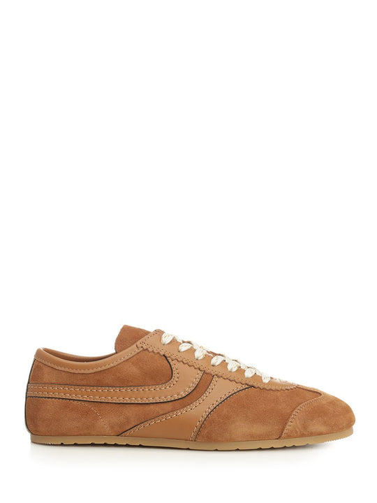 Leather And Suede Sneakers Brown