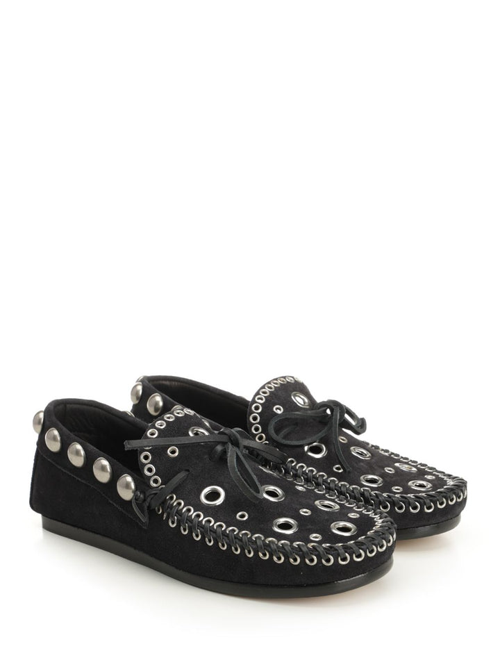 Isabel Marant Suede Eyelets Moccasin Scarpe basse - Black | 75777eb3e07458c8ef26d0ad99393f9e749ea08b