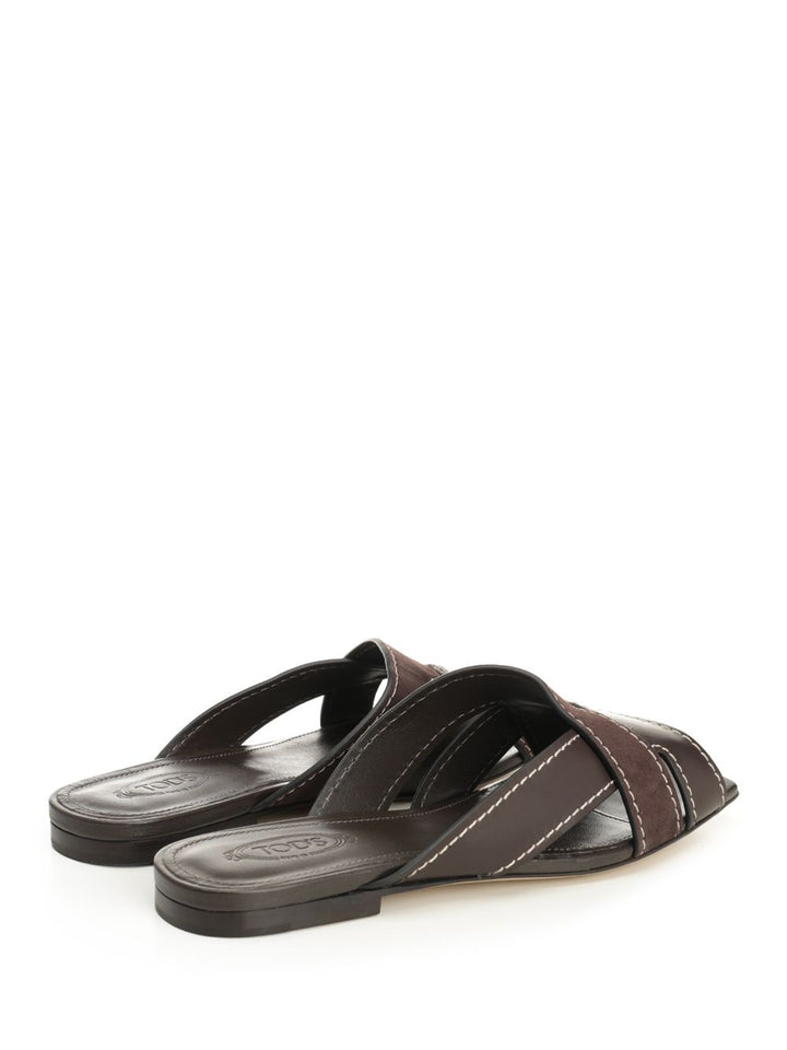 Tod'S Sandal With Crossed T-Shaped Straps Sandals - Brown | 0ecba7063ed6b1276c61a4a4a436bb335dd7058d