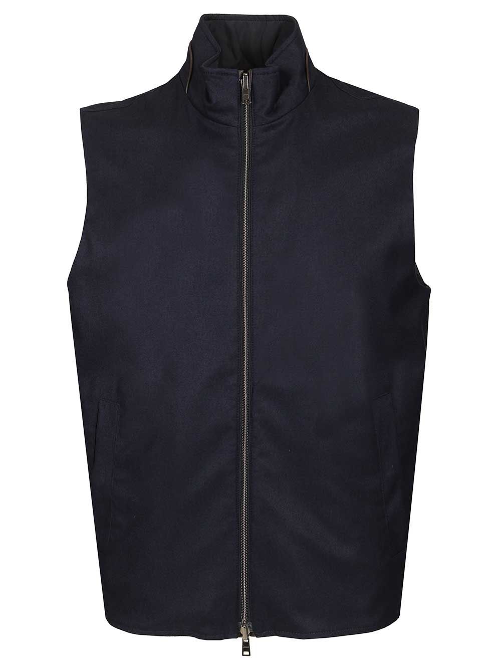 Herno Lucent Silk And Cashmere Vest Jackets - Blue | 7eeb3460980dbf52971f9efea4c3e1e3639d983d