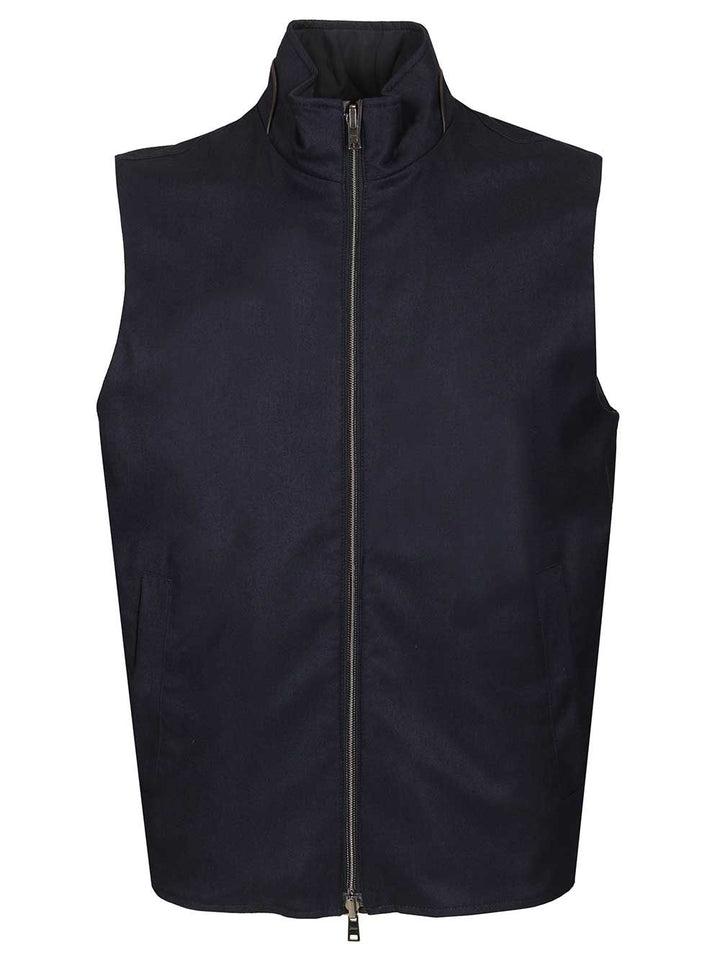 Herno Lucent Silk And Cashmere Vest Jackets - Blue | 7eeb3460980dbf52971f9efea4c3e1e3639d983d