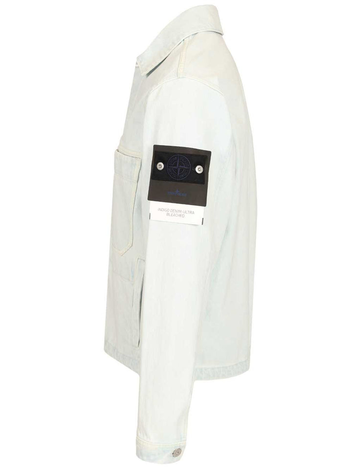Stone Island Denim Research Coach Jacket In Ultra Bleached Denim Jackets - Light blue | 2165cb2ebcbb7c073b3a5546064a5920f3800f5d