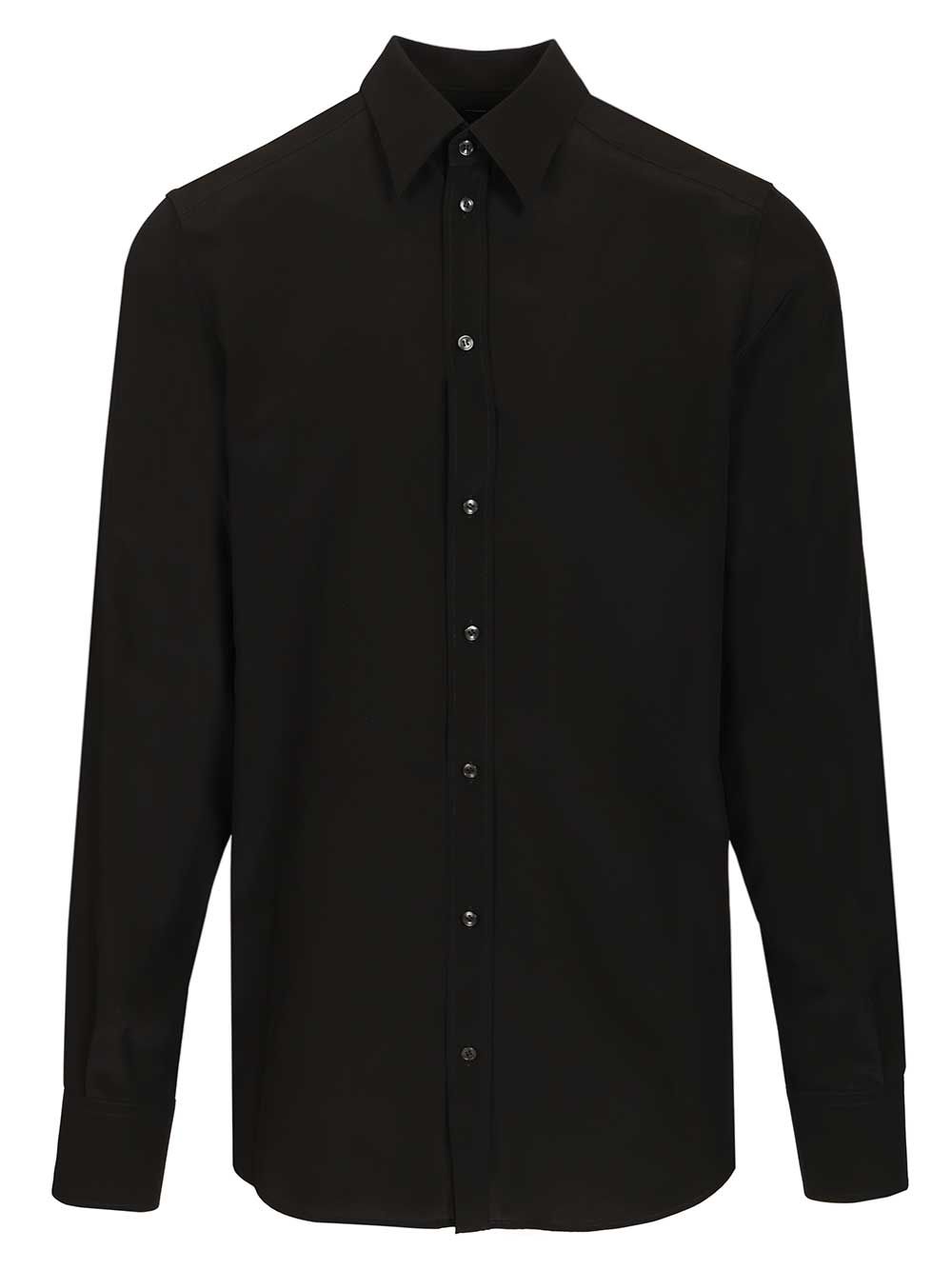 Dolce & Gabbana Formal Shirt In Silk Crepe De Chine Shirts - Black | 6860fa6f1fcd1ac223e9587ac0e0e99618479e9a