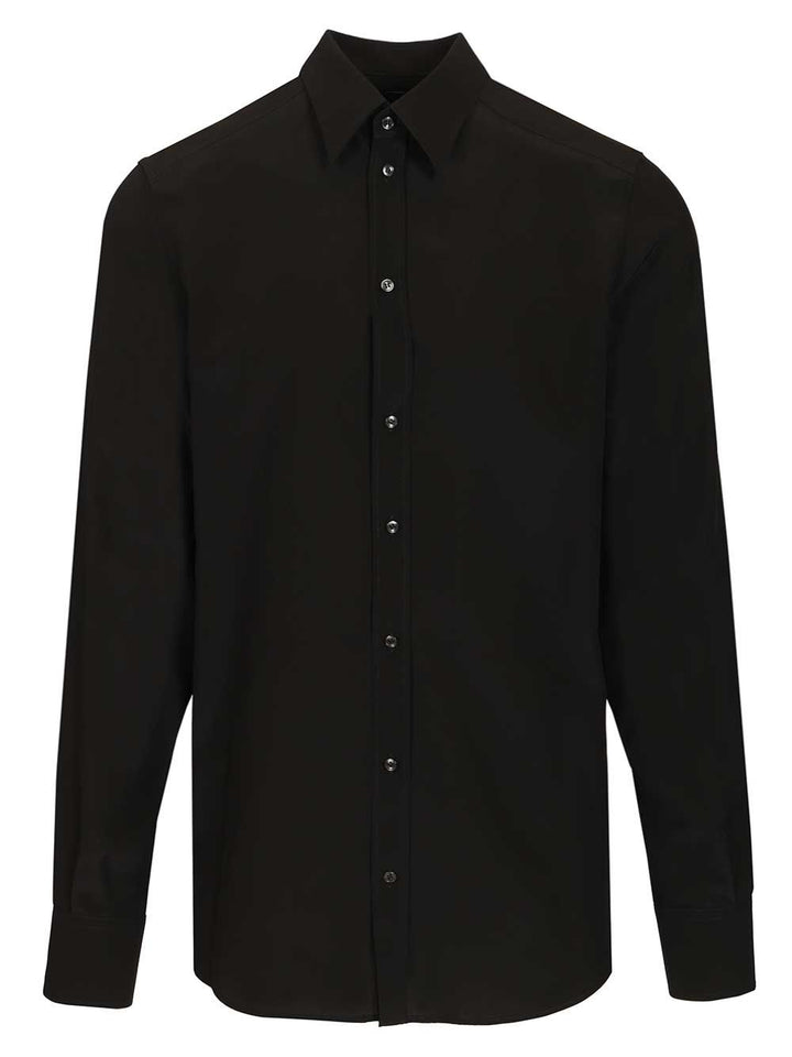 Dolce & Gabbana Formal Shirt In Silk Crepe De Chine Shirts - Black | 6860fa6f1fcd1ac223e9587ac0e0e99618479e9a