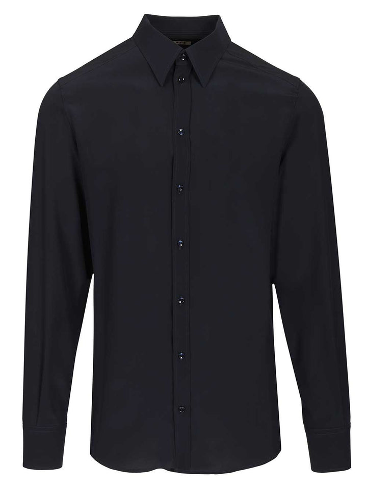 Dolce & Gabbana Formal Shirt In Silk Crepe De Chine Shirts - Blue | f295f978376252e5cc7822ae318530fedb386413