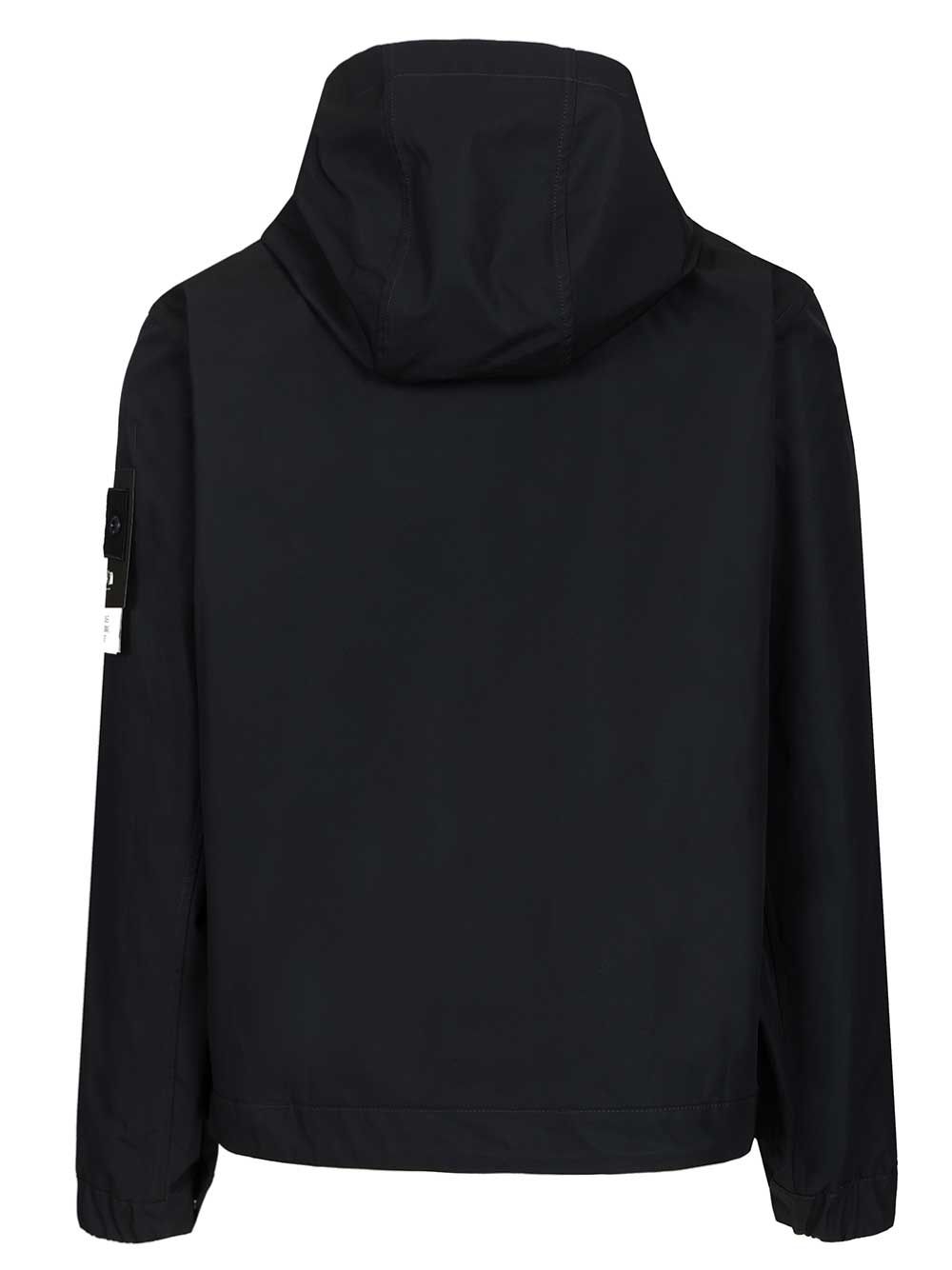 Stone Island Hooded Jacket In Stretch Organic Cotton Twill Jackets - Blue | 157ddb3f04fcbe4717ff399c97269021db6bd186