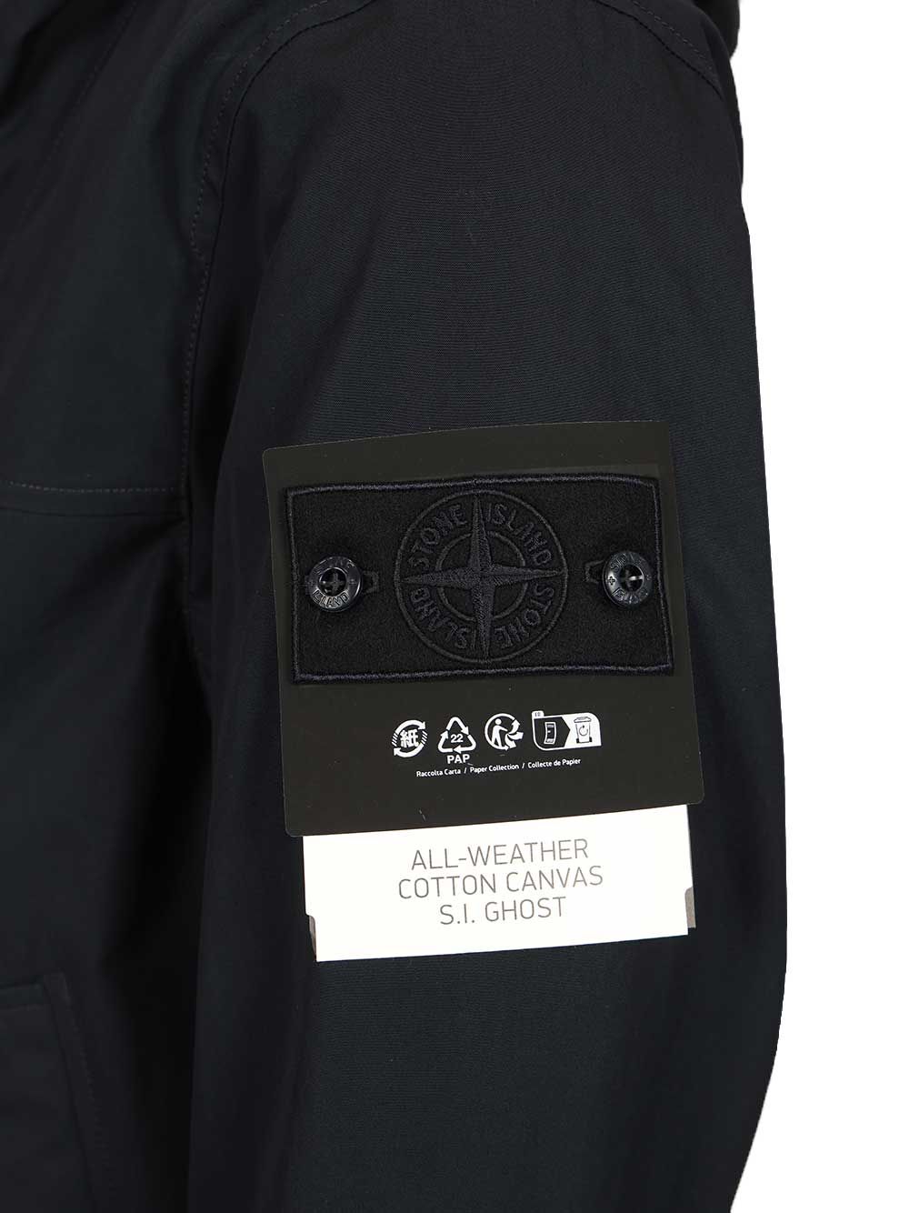 Stone Island Hooded Jacket In Stretch Organic Cotton Twill Jackets - Blue | 5ea9ec1e1c57b5dd8dc26e83fdf66bb7608af76b