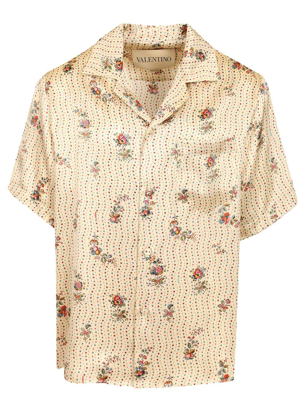 Valentino Garavani Papier Floral Bowling Shirt Shirts - Beige | 70da42446e7706c6546050931f3e1fb5ff37805f