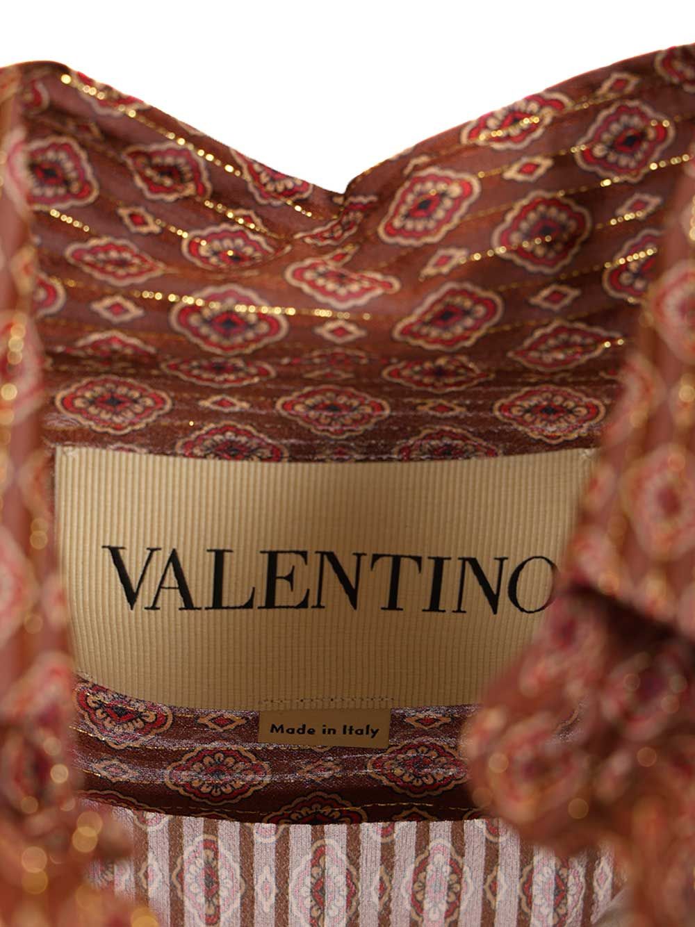 Valentino Garavani Silk Shirt With Geometric Print Shirts - Brown | 01688d63c94da3a46443ede779e6e162fce80add