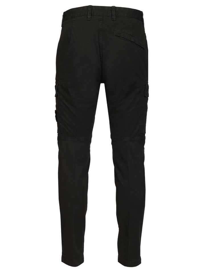 Stone Island Cargo  In Broken Cotton Twill Trousers - Black | babff11ba1e3be644be599fa5718cbec62a64b11