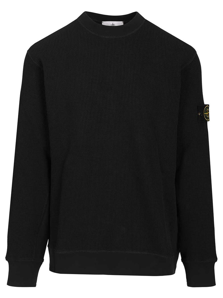 Stone Island Crewneck Sweatshirt In Waffle-Knit Organic Cotton Sweatshirts - Blue | 5a5e4f1659a7dc389130afd7b7c5f83fabe504aa