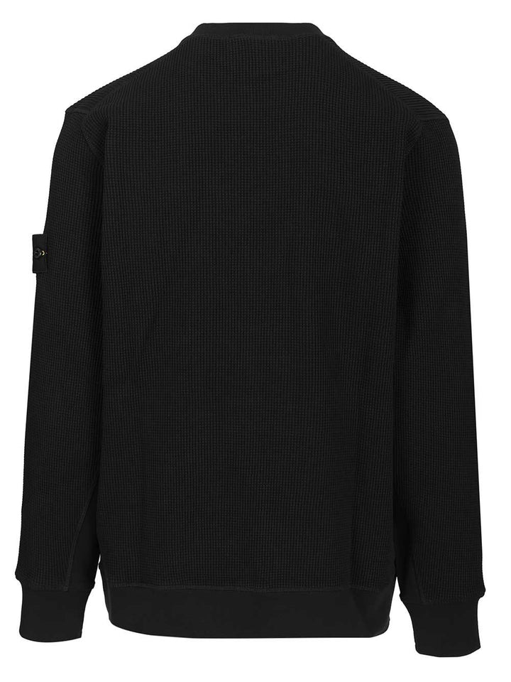 Stone Island Crewneck Sweatshirt In Waffle-Knit Organic Cotton Sweatshirts - Blue | c2b5f58536f7a02661aa87dda0d5102cdc4d79f3