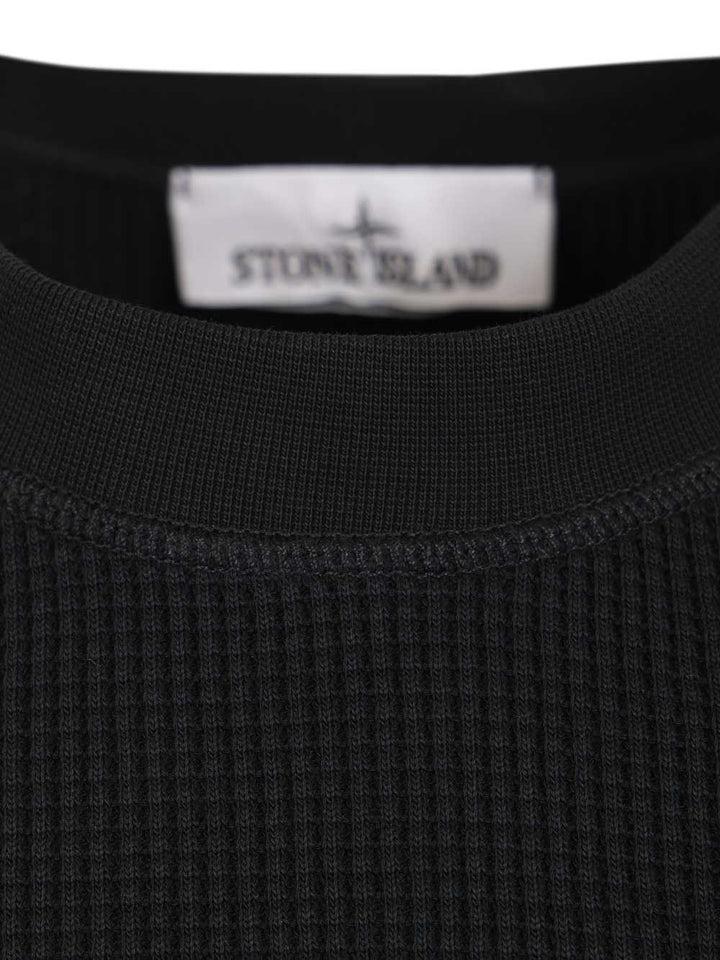 Stone Island Crewneck Sweatshirt In Waffle-Knit Organic Cotton Sweatshirts - Blue | 9916b43feba30c43f93aba7f49e7628881f6645e