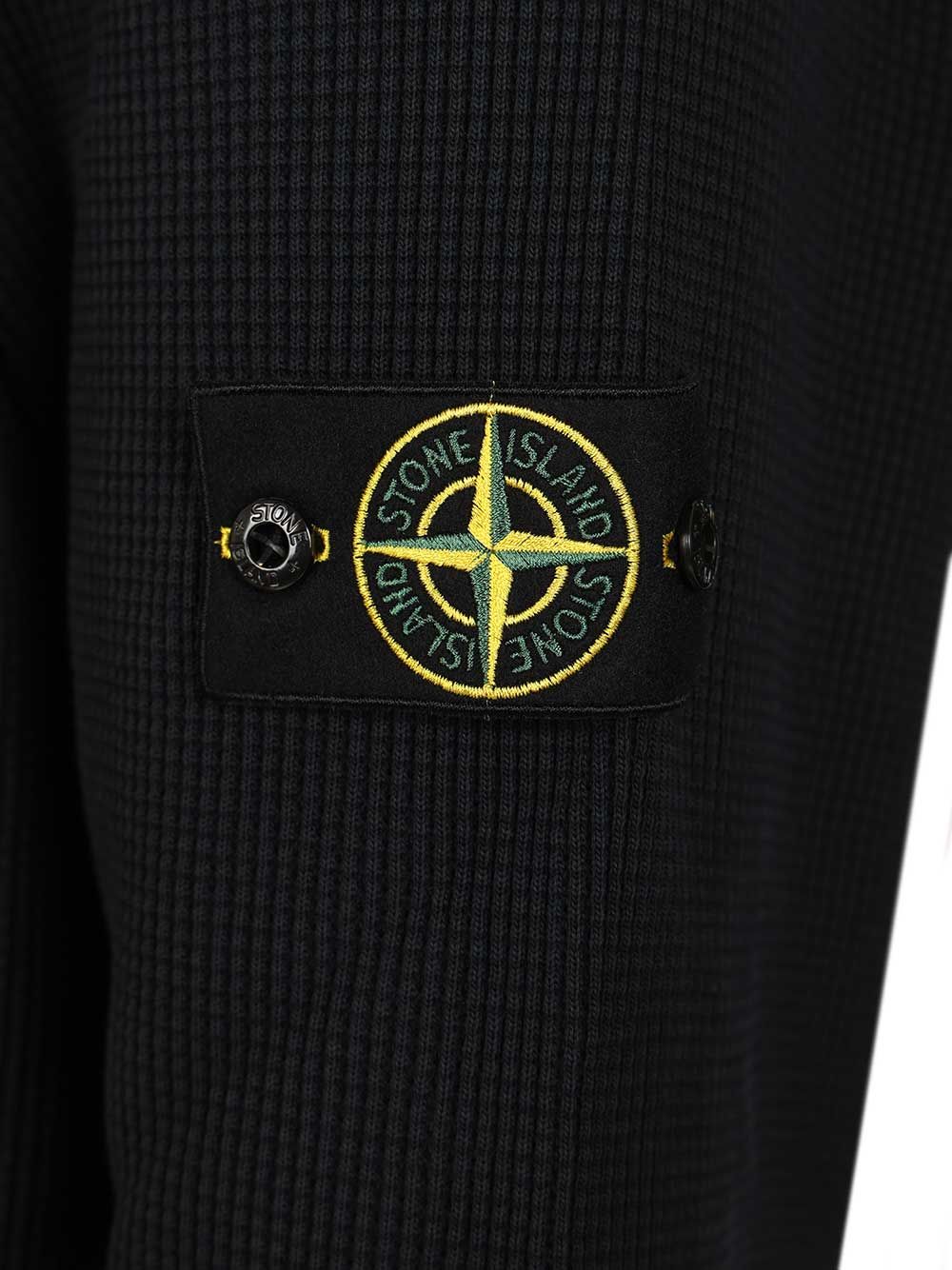 Stone Island Crewneck Sweatshirt In Waffle-Knit Organic Cotton Sweatshirts - Blue | f170ef5e44699a49ea33aeb02d531c2166f4f52b