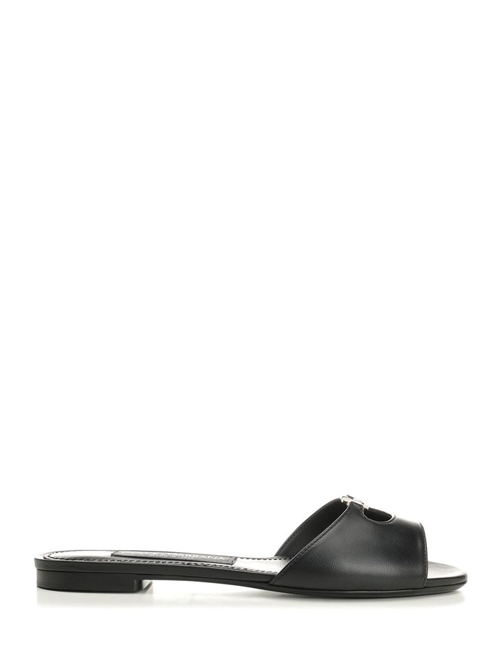 Dolce & Gabbana Leather Slides Sandals - Black | 07545b4eba6c907fdb5325469f7c414026c8e2b4