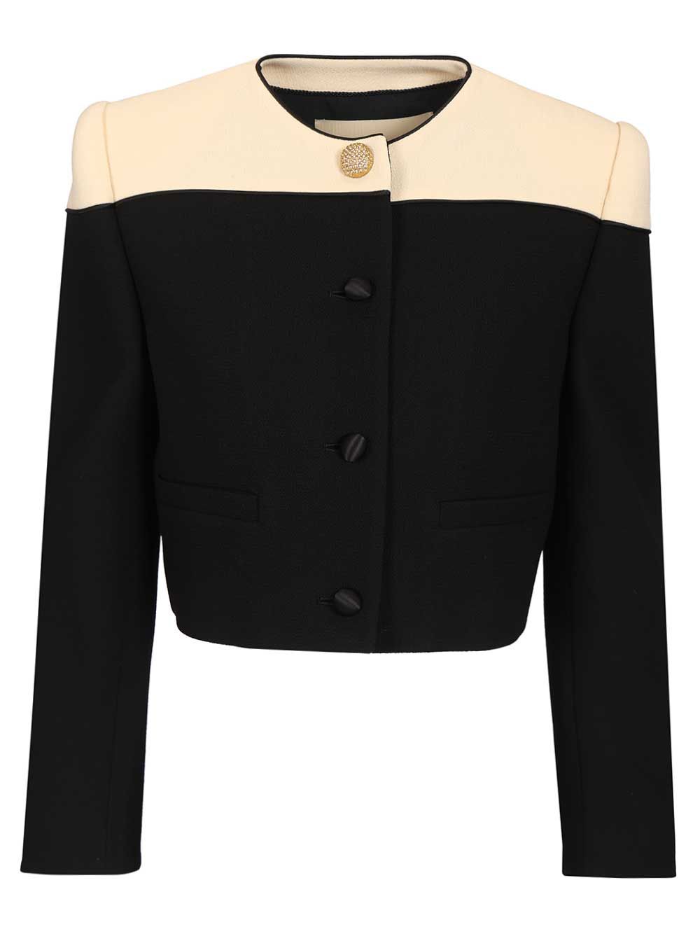 Valentino Garavani Two-Tone Wool Jacket Knitwear - Black | df32f9b5e5a57189394118b90d9e589b8d46fc4d