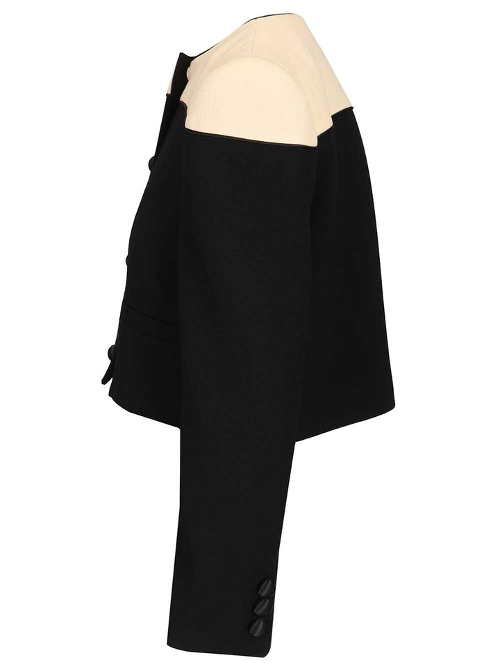 Valentino Garavani Two-Tone Wool Jacket Knitwear - Black | c5676367672d83afb71e1511af37fdcd6d06ee83