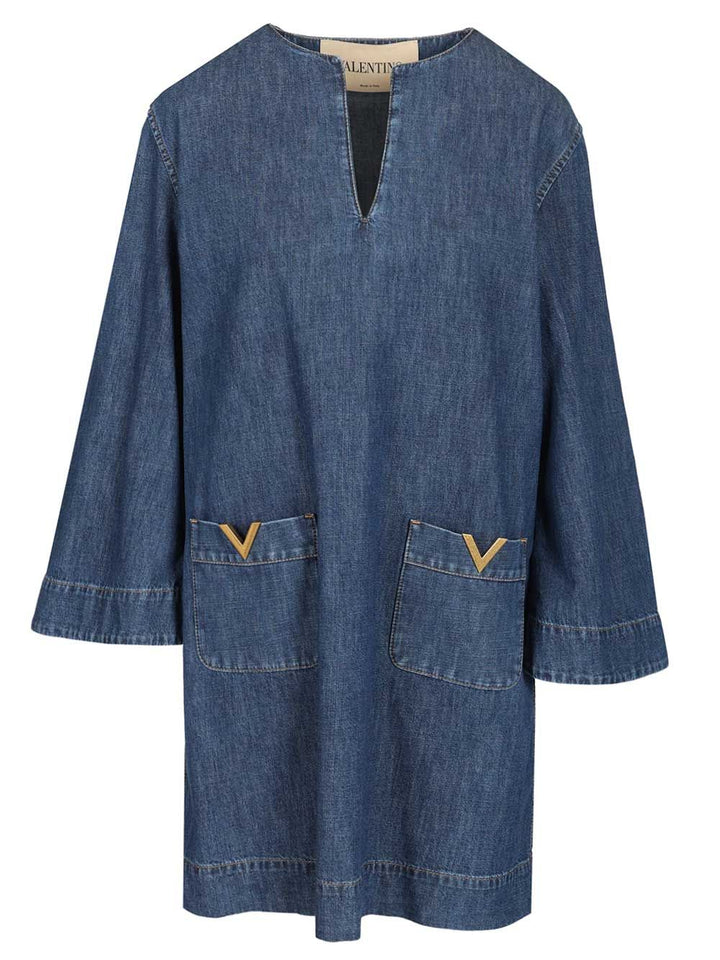 Valentino Garavani Chambray Denim Dress Dresses - Blue | 980a3b23f8533fa986ec8ca16ca521359b2316d9