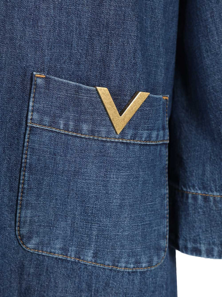 Valentino Garavani Chambray Denim Dress Dresses - Blue | fbcdbbe23c66333b54852b2c045c99c0cc01ae01