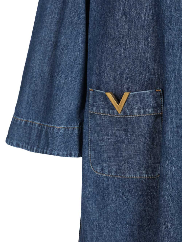 Valentino Garavani Chambray Denim Dress Dresses - Blue | eef8e2dbfb337b84e8b6f585fc70965cda45df83