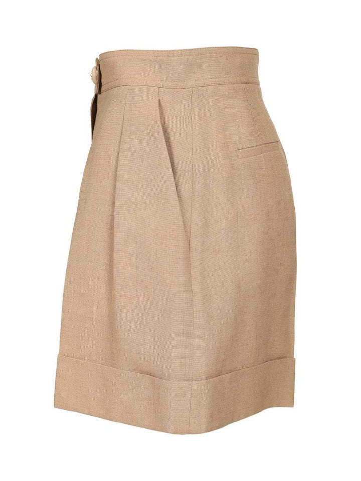 Valentino Garavani Linen And Viscose Shorts Trousers - Beige | 0553ae74f227a8f413c845ef0e466aa1ec66bec7