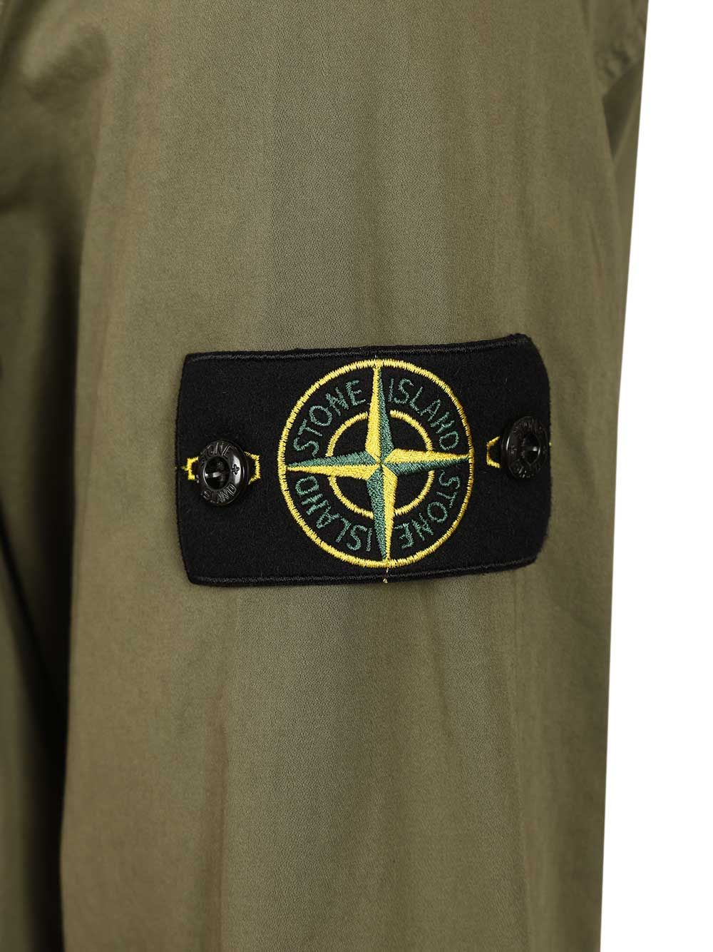 Stone Island Stretch Organic Cotton Satin Overshirt Shirts - Green | ab0852857349d76170873f93f668ceb250b493d1