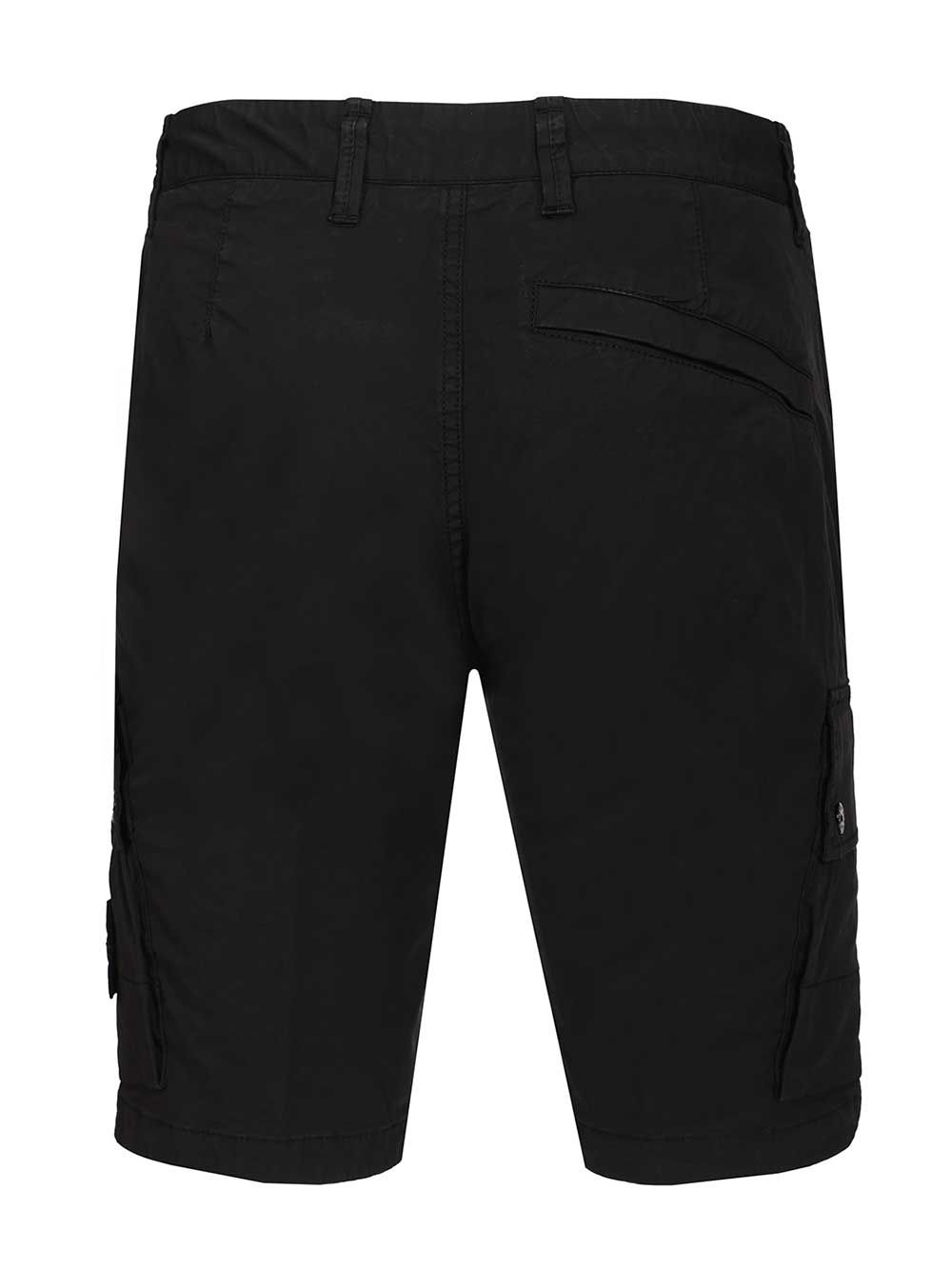 Stone Island Cargo Bermuda Shorts In Stretch Organic Cotton Twill Trousers - Black | 950f7c23a6067c7e22d4e39b2451e6ec93cc6f16
