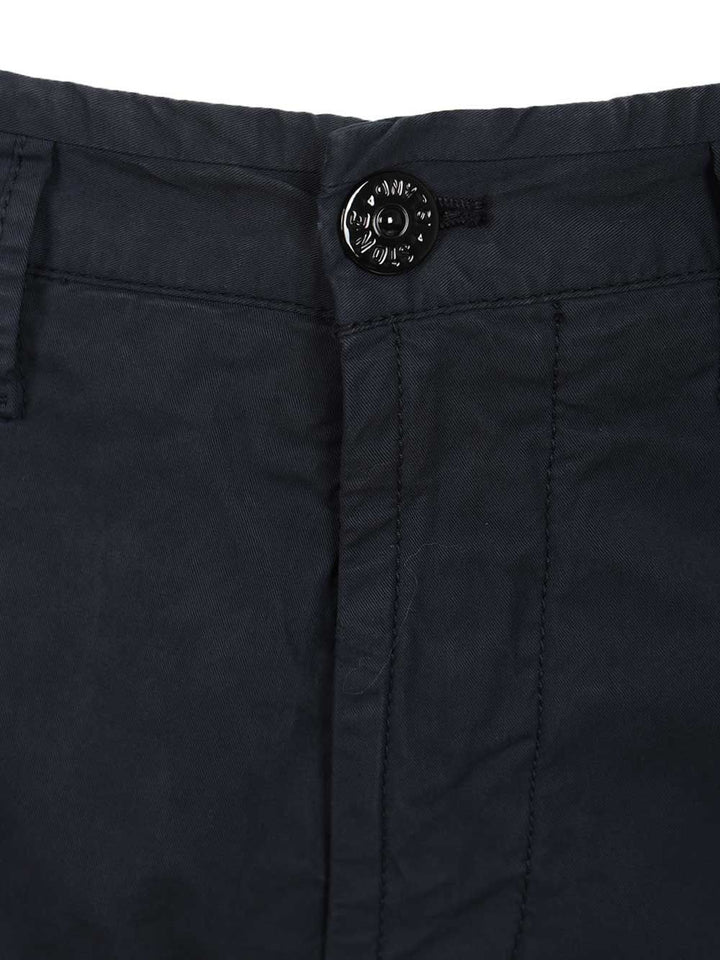 Stone Island Cargo Bermuda Shorts In Stretch Organic Cotton Twill Trousers - Blue | 74e6e112b4908ee6297139f605dc04f108043c43