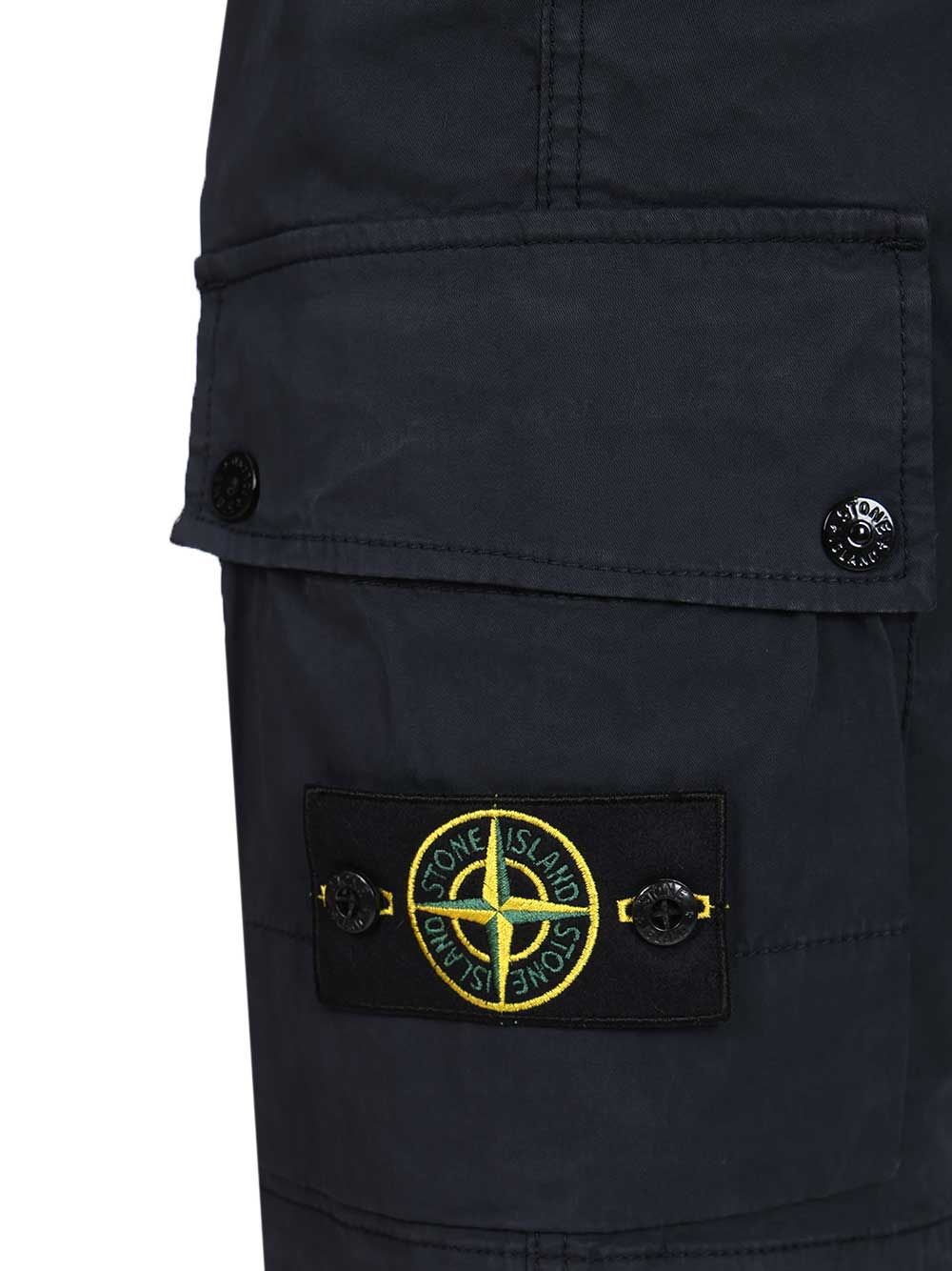 Stone Island Cargo Bermuda Shorts In Stretch Organic Cotton Twill Trousers - Blue | 5a93515e0ad6670ab079b3e8e646b4c4c7a1f000