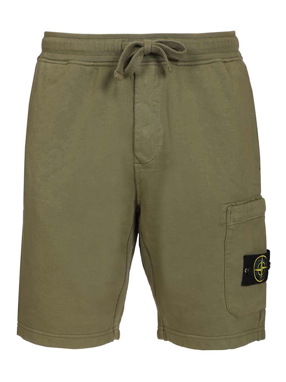 Stone Island Organic Cotton Fleece Bermuda Shorts Trousers - Green | b203eb61e4b0eaf0e8cc7739b9a4f27a7314040b