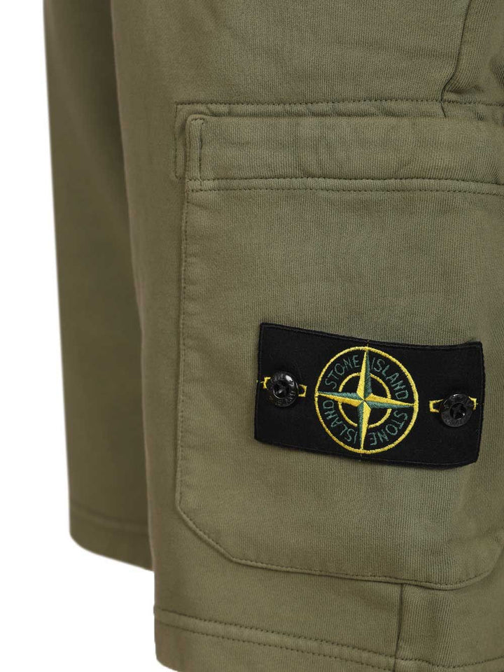 Stone Island Organic Cotton Fleece Bermuda Shorts Trousers - Green | 53610d5f6ea2049c3afac9fa2e13afabb5308f44